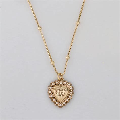 gucci gg heart necklace|vintage gucci chain necklace.